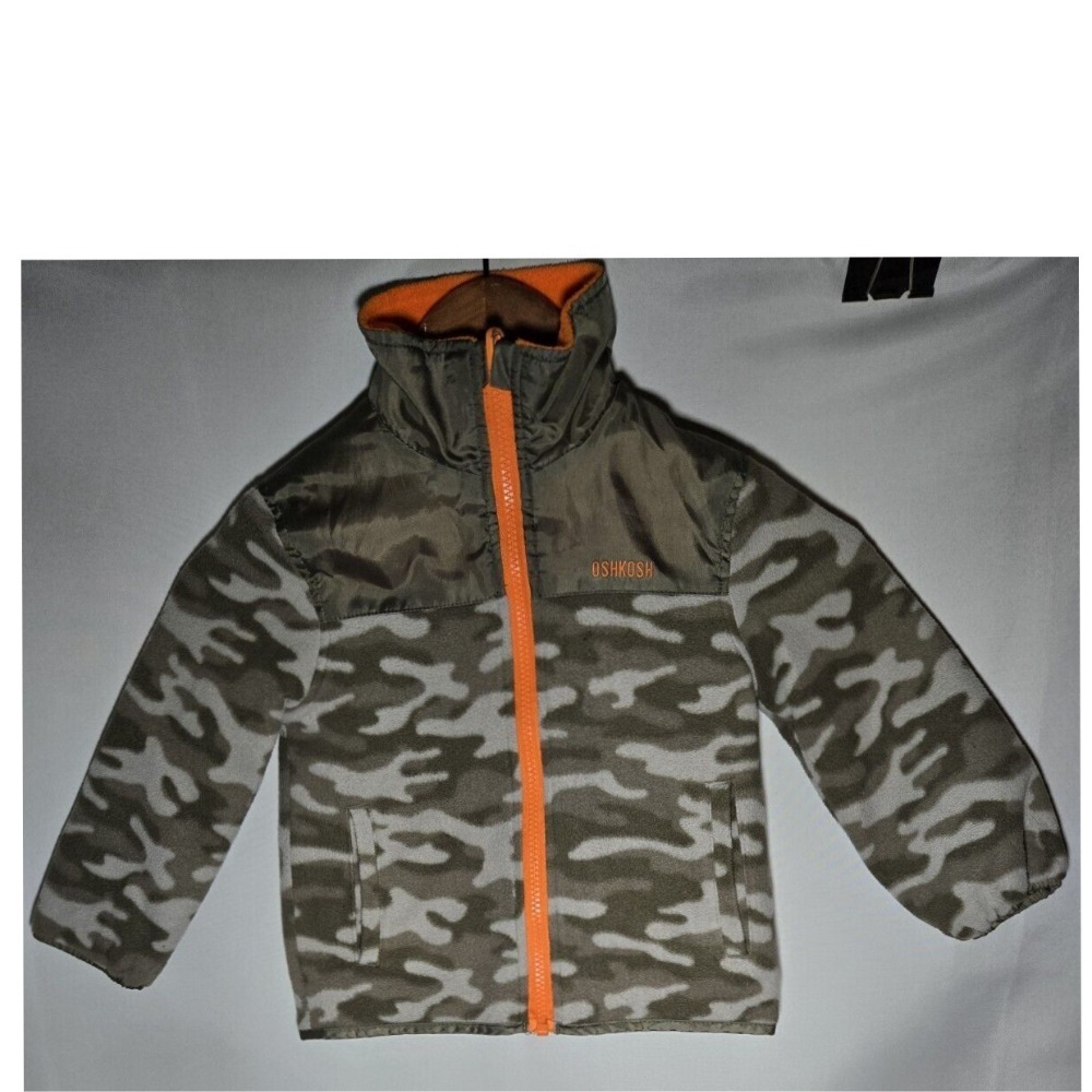 OshKosh Reversible Fleece jacket US Children 3T  Camo & Hunter  READ